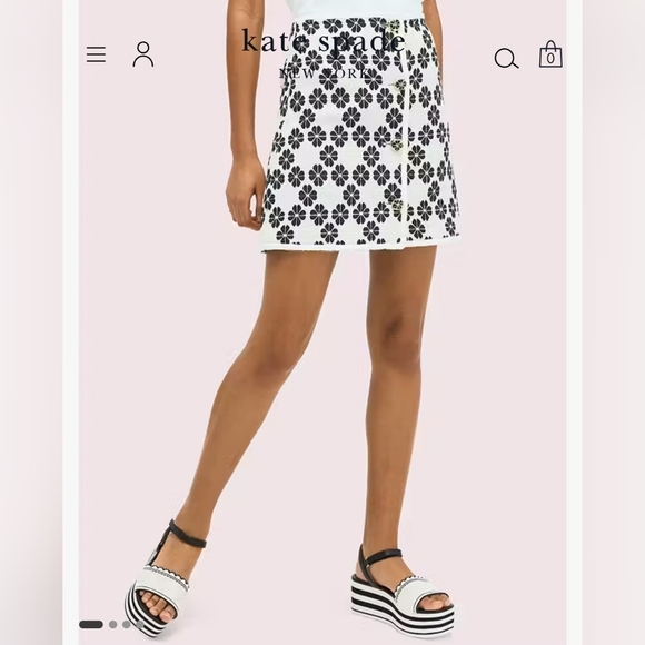 Kate Spade Tweed Jacket skirt suit Career Office  Cream&black Floral Size‎ 4 - Picture 5 of 15